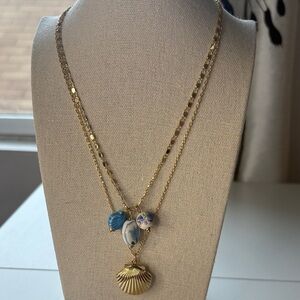 Chic Gold Necklace with Blue Accents